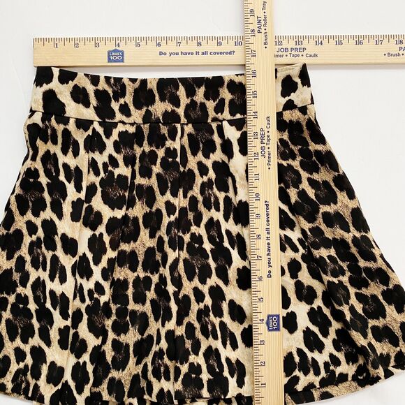 Zara Basics Shorts Womens Small Brown Black Leopard Print Pleated Pockets - Picture 9 of 9